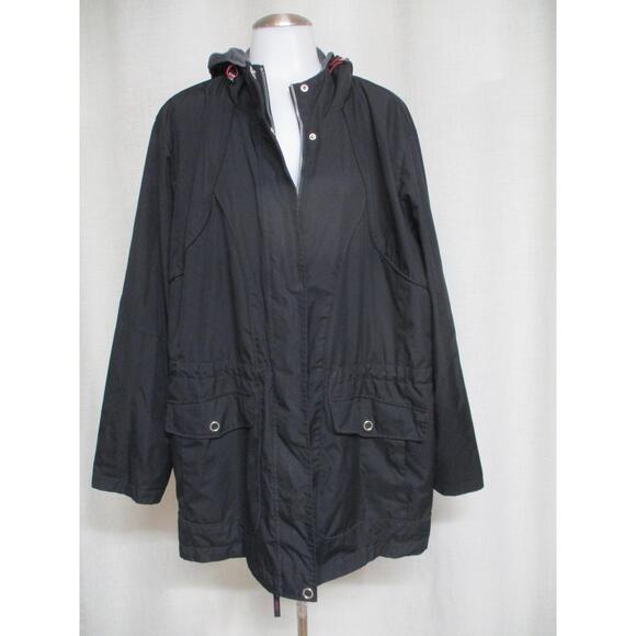 FREE COUNTRY Black Gray Reversible Water Resistant Hooded Jacket PLUS 2X HWF - Picture 1 of 8